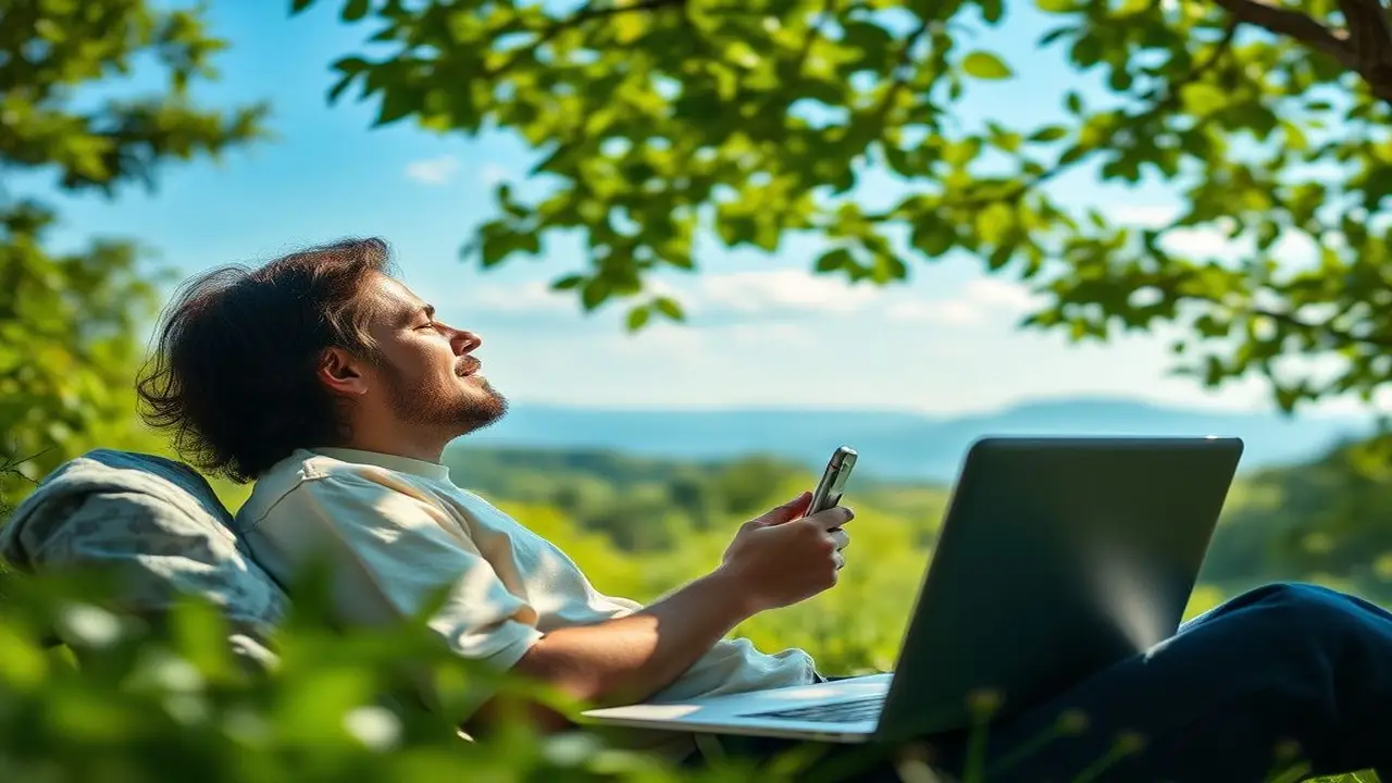 Paz digital en naturaleza moderna soñadora