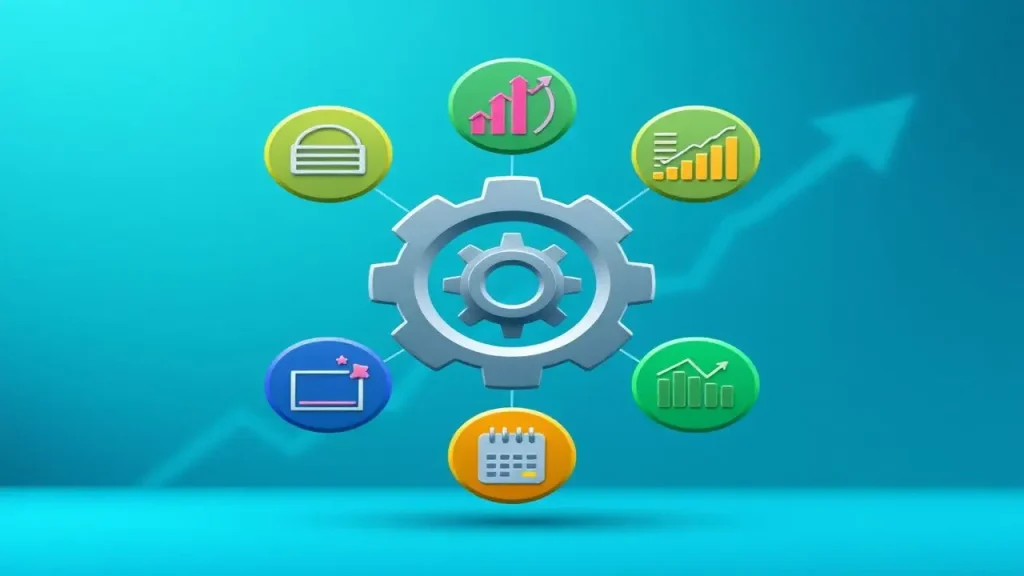 Gráfico productividad digital con cogwheel