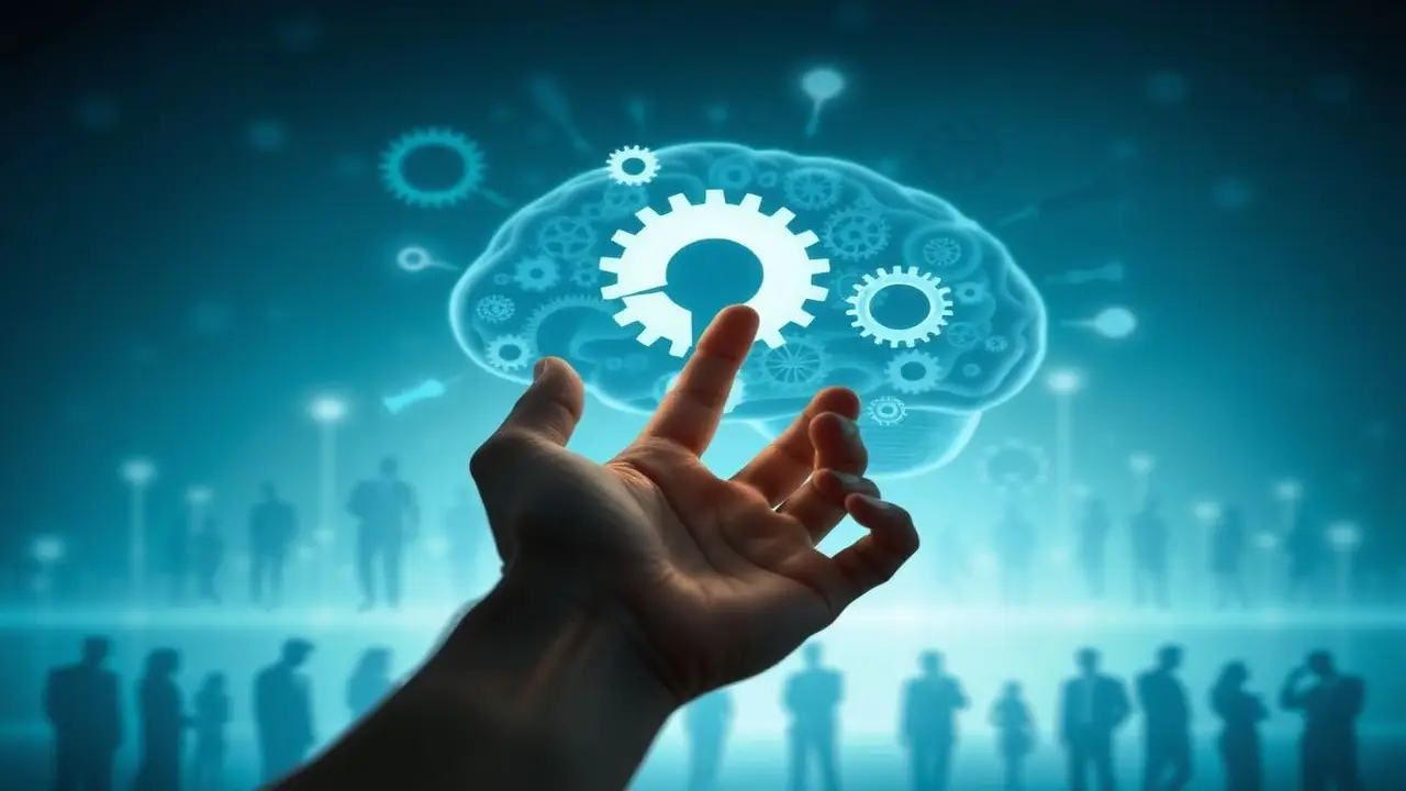 Mano, cerebro, siluetas: ideas brillantes