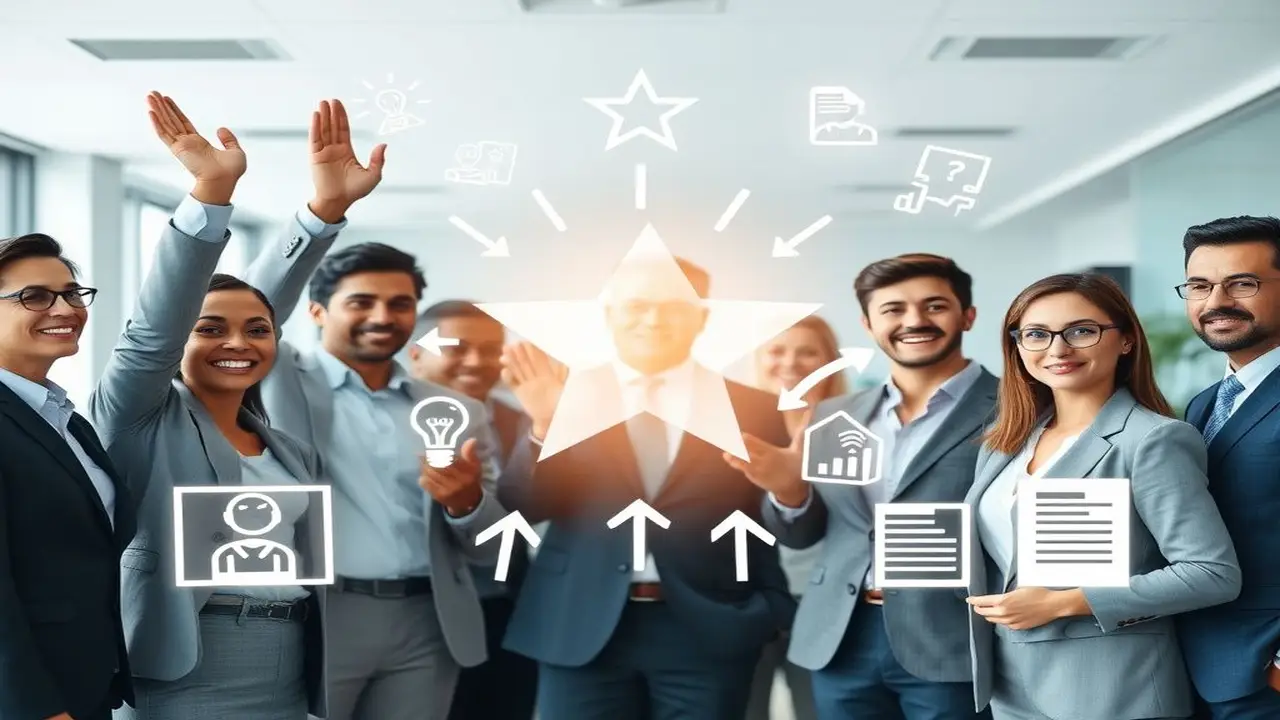 Profesionales inspirados, ideas en ascenso, entorno moderno