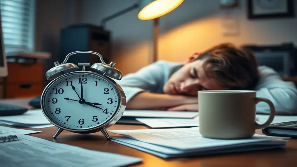 Presentismo: Trabajador exhausto en escritorio